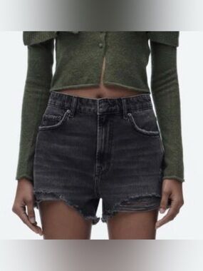 ZARA black faded high waist cut off shorts size 6